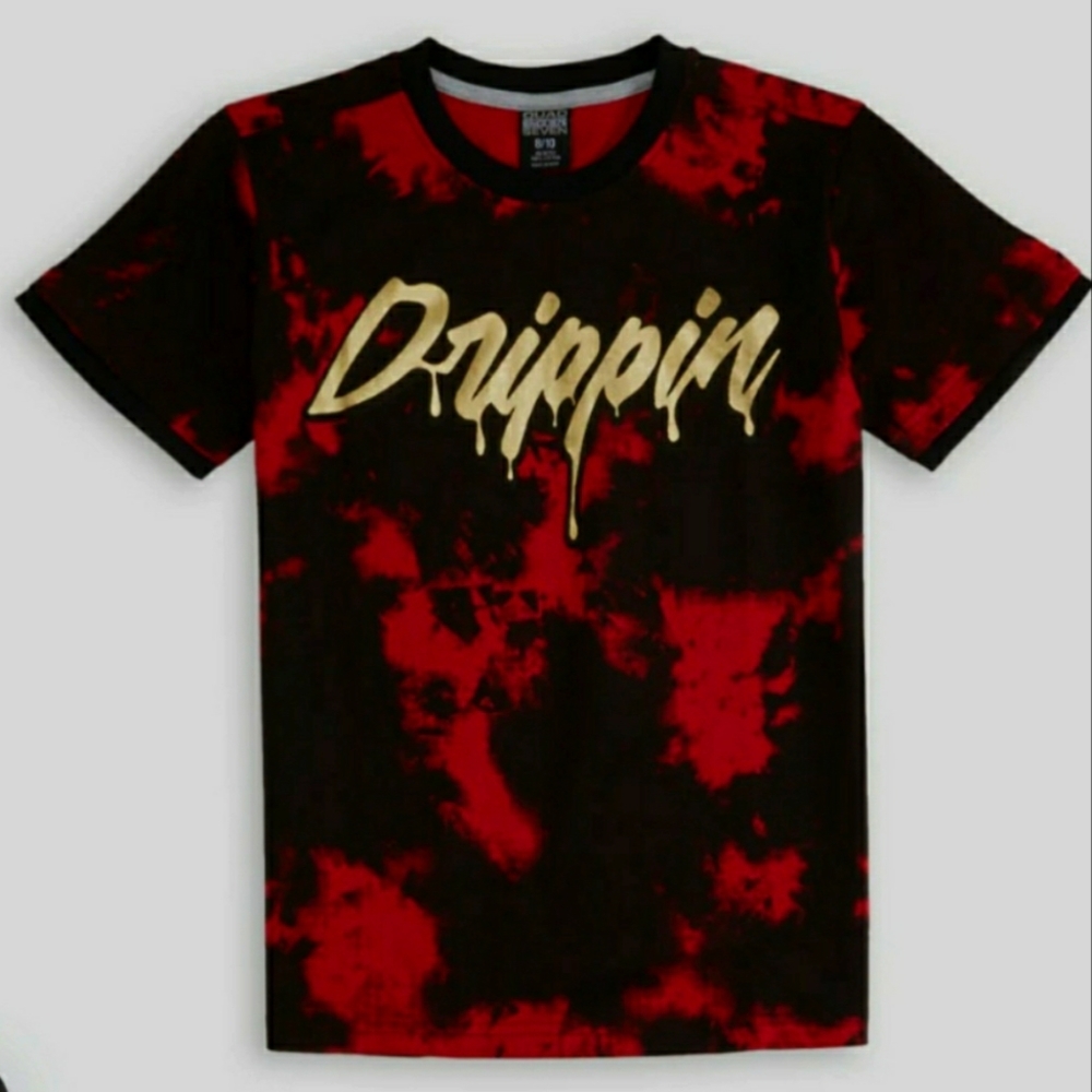 Drippin 100% Cotton.T-Shirt - Red, Black & Gold